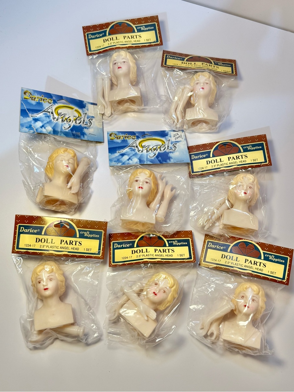 8 Darice Blonde Cream Angel Doll Heads with hands parts Craft 2.5” -1224-17 new